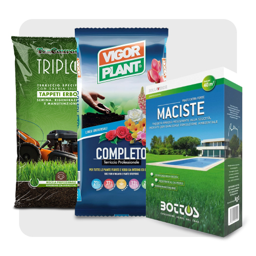 Prodotti per prato e giardino in confezione