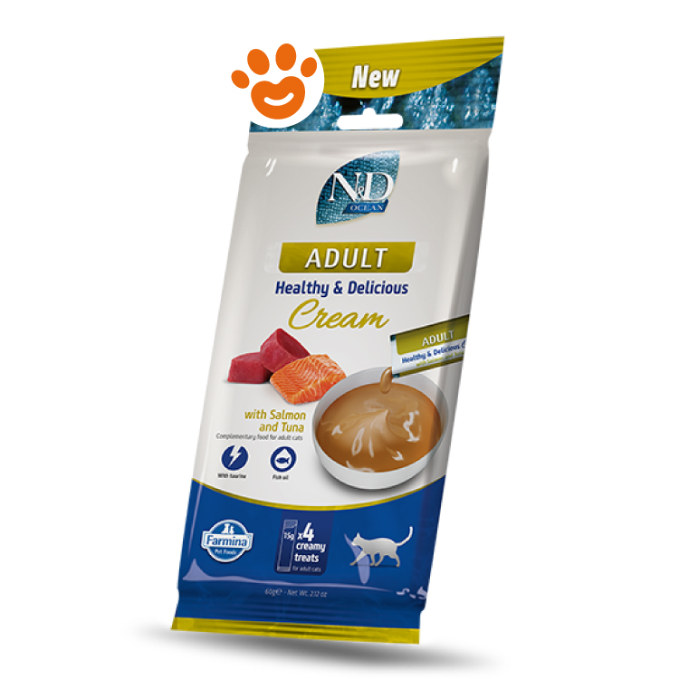 Snack cremoso per gatti adulti salmone e tonno
