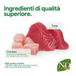 Tonno e pollo freschi, ingredienti premium per animali