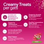 Infografica Creamy Treats per gatti N&D Quinoa
