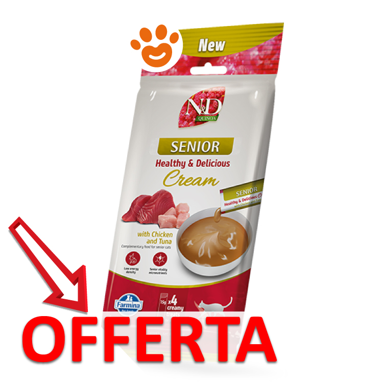 Snack cremoso per gatti senior in offerta