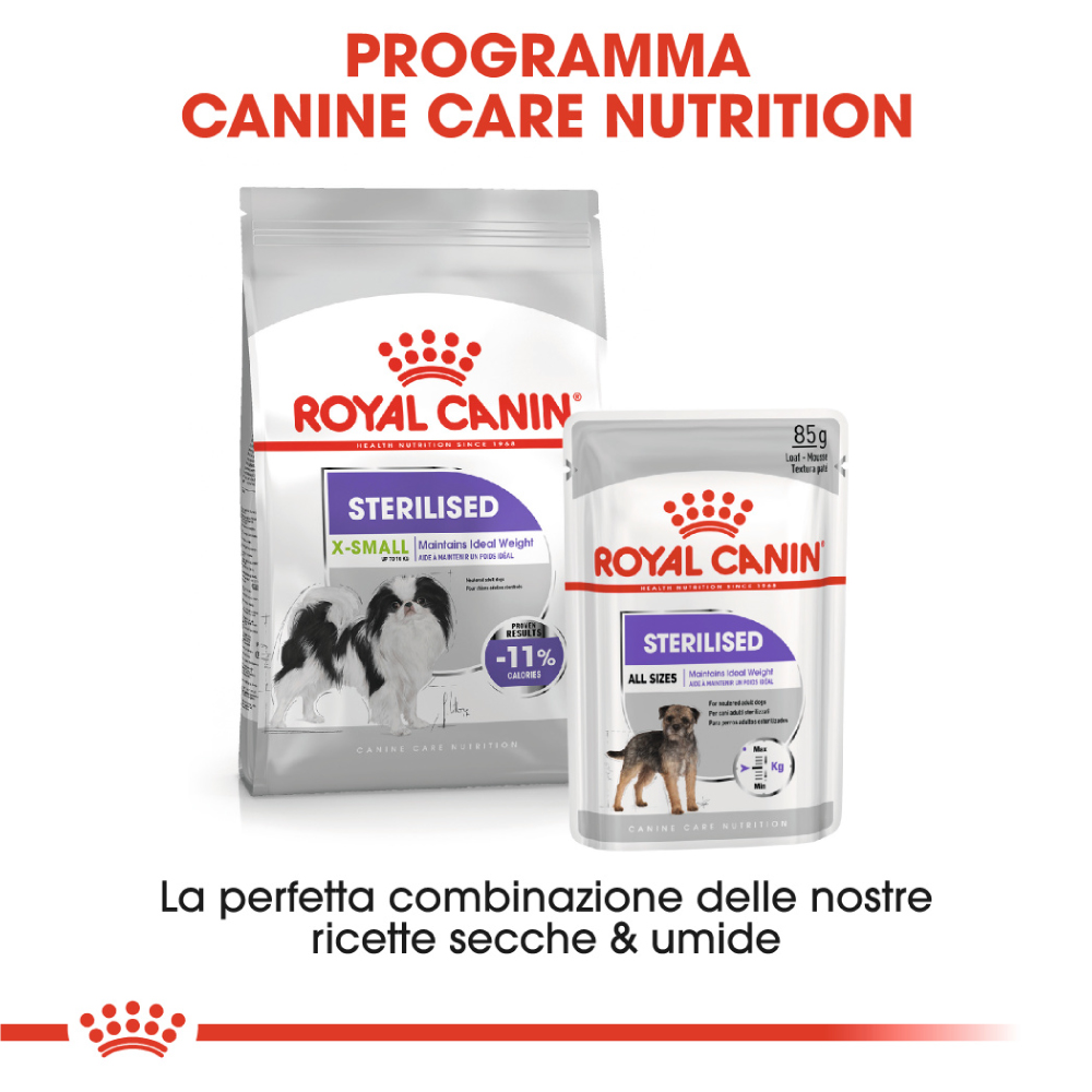 Crocchette e busta Royal Canin Sterilised cane