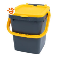 Contenitore in plastica grigio con coperchio giallo