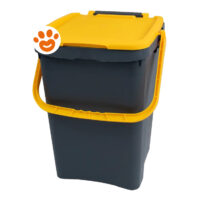 Contenitore plastica grigio con coperchio giallo