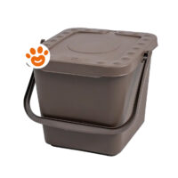 Secchio in plastica marrone con coperchio e manico