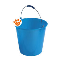 Secchio in plastica blu con manico metallico