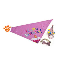 Bandana rosa compleanno con scritta e accessori festa