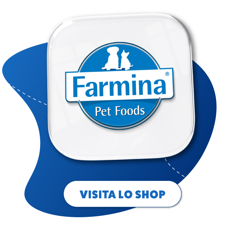 Logo Farmina Pet Foods con pulsante shop