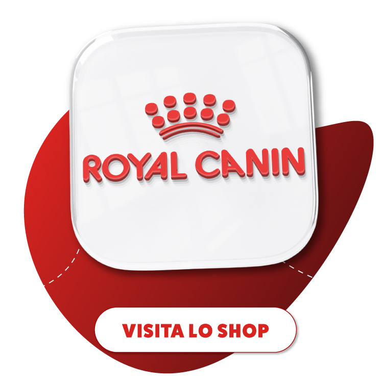 Logo Royal Canin con pulsante Visita lo shop
