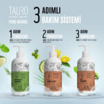Tre flaconi shampoo e balsamo Tauro Pure Nature