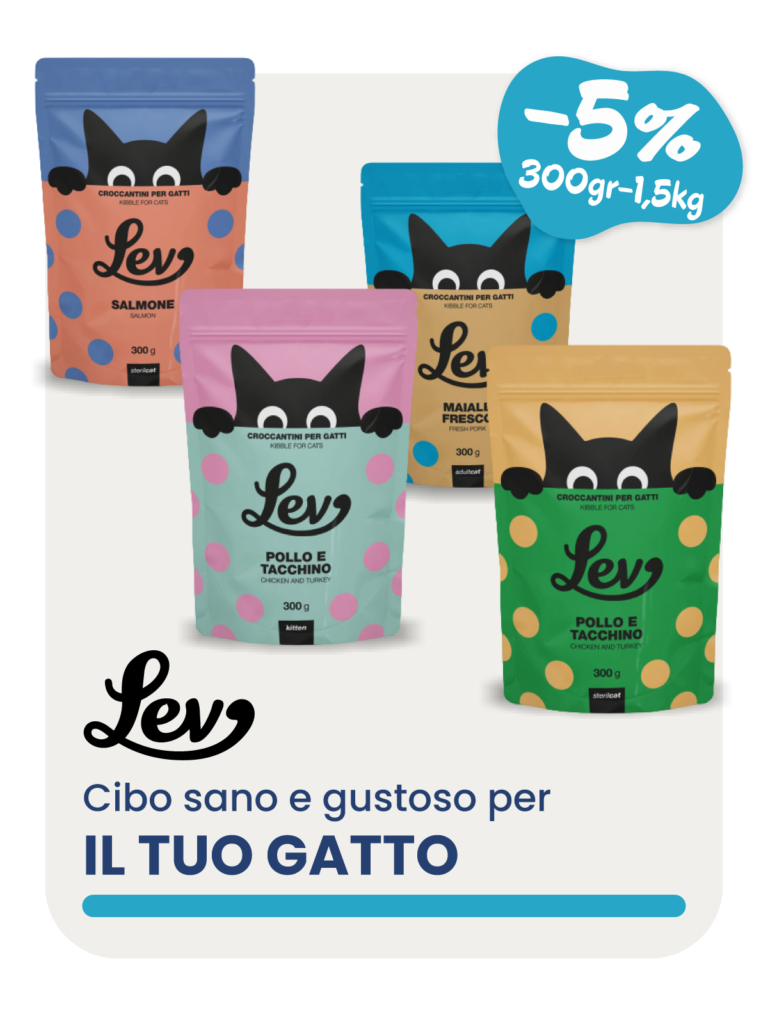 Sacchetti croccantini Lev per gatti colorati