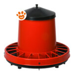 Mangiatoia automatica rossa per polli con coperchio nero