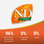Logo N&D Pumpkin con informazioni nutrizionali