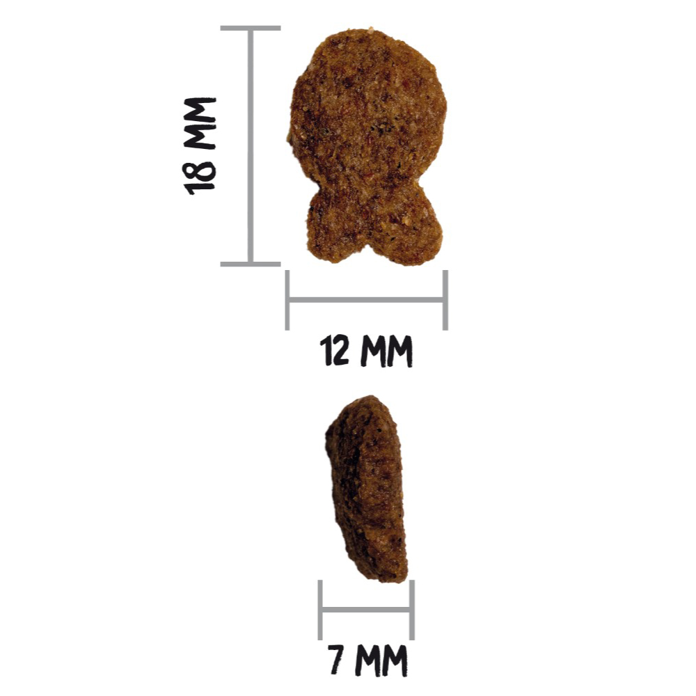 Crocchetta per cane con misure 18x12x7 mm