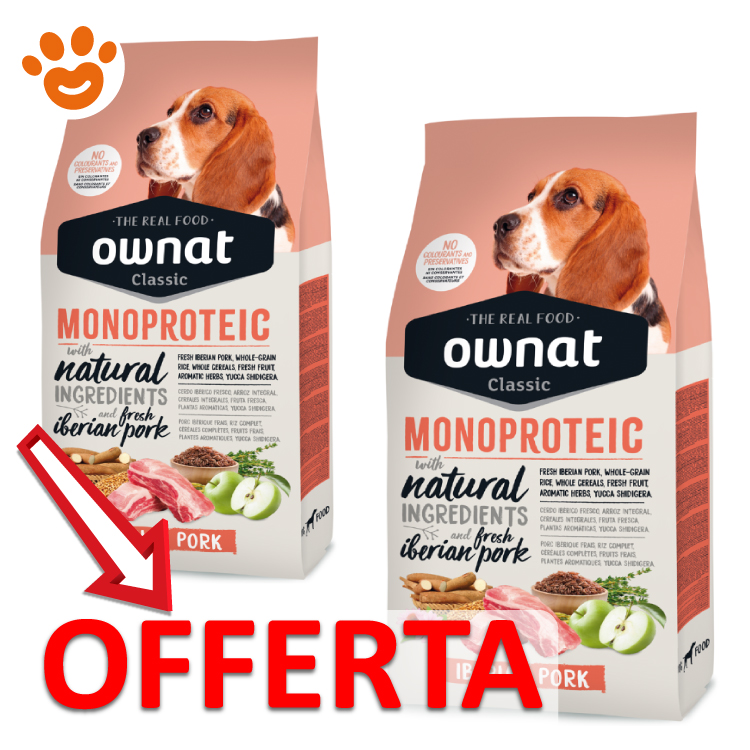 Offerta crocchette Ownat monoproteiche al maiale iberico