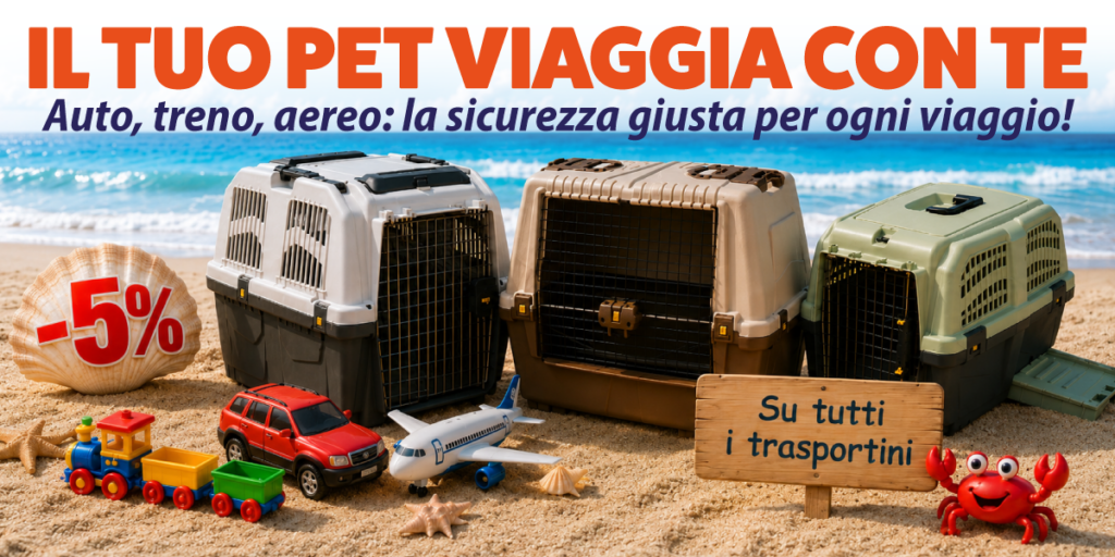 Trasportini per animali sulla spiaggia con sconto