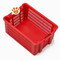 Cestino rettangolare rosso in plastica traforata