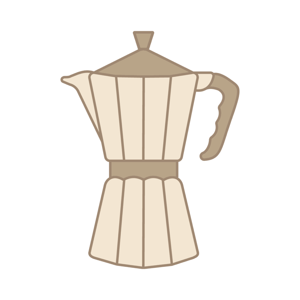 Illustrazione stilizzata di una caffettiera moka beige