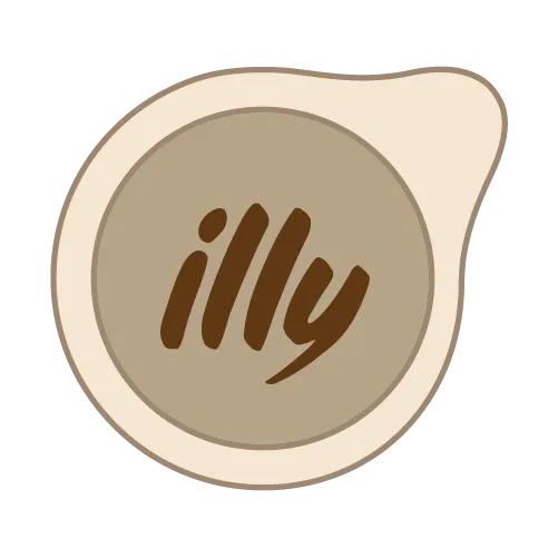 Logo stilizzato illy su sfondo beige
