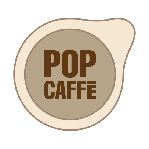 Logo Pop Caffè su sfondo beige