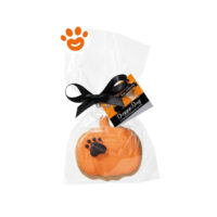 Biscotto per cani a forma di zucca confezionato