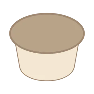 Contenitore beige con coperchio visto dall’alto