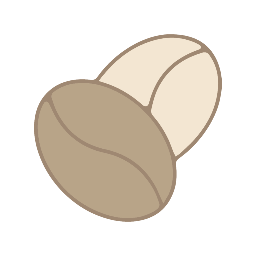 Illustrazione minimalista di due chicchi di caffè