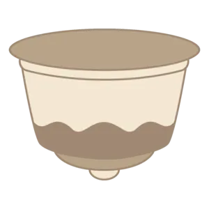 Illustrazione di ciotola beige con coperchio