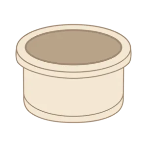 Contenitore cilindrico beige con coperchio circolare