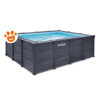 Piscina fuori terra rettangolare Intex con rivestimento grigio scuro