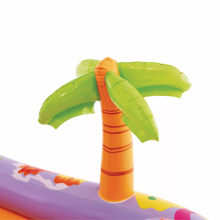 Palma gonfiabile su tavola viola decorata