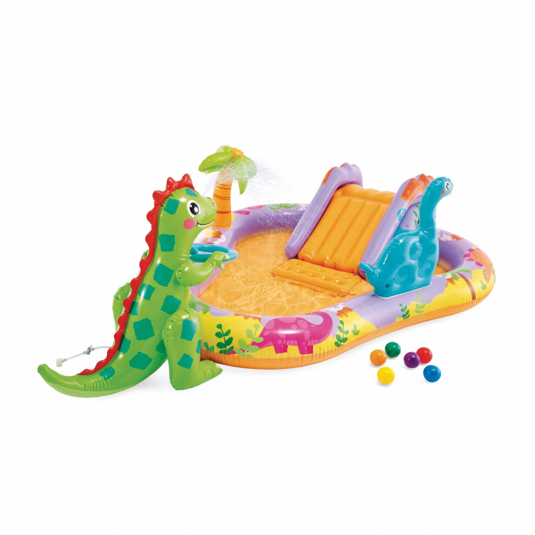 Piscina gonfiabile per bambini con dinosauri e scivolo