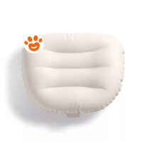 Cuscino gonfiabile beige con logo arancione