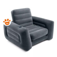 Poltrona gonfiabile grigio scuro con portabicchieri