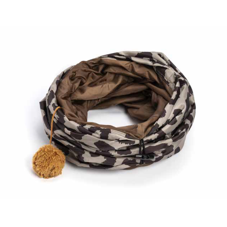 Scaldacollo mimetico con fodera marrone e pompon