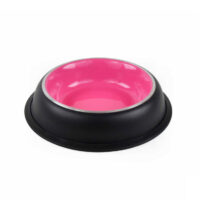 Ciotola per animali nera con interno rosa
