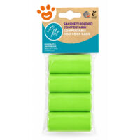 Confezione di sacchetti igienici compostabili verdi per cani