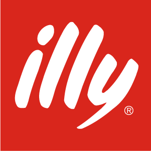 Logo bianco illy su sfondo rosso