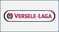 Logo Versele-Laga con icona rossa e scritta bordeaux