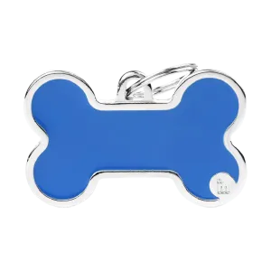 Medaglietta blu a forma di osso per cane