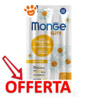 Offerta croccantini Monge Gift Kitten trota e camomilla