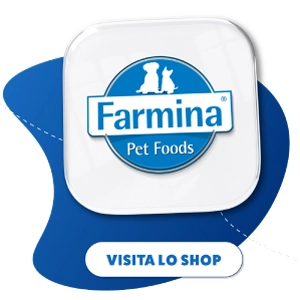 Logo Farmina Pet Foods con pulsante Visita lo shop