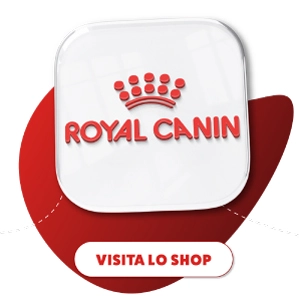 Logo Royal Canin con pulsante Visita lo Shop