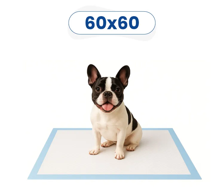 Bulldog francese seduto su tappetino igienico 60x60