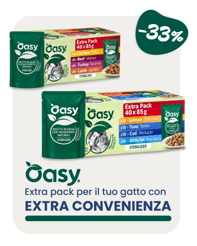 Confezioni Oasy Extra Pack per gatti con sconto del 33%